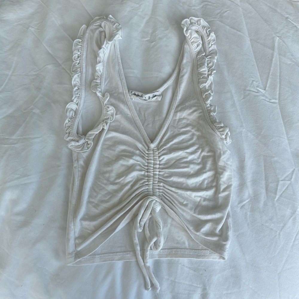 Emma & Sam (LF) ruffle cropped tank top with cinched front
